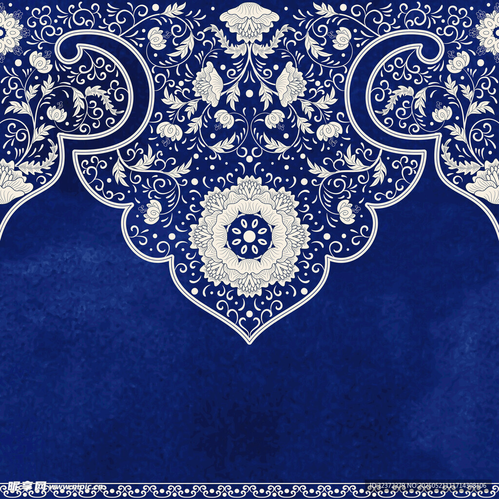 蓝底白色精美花纹图案