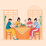 一家人围坐桌前温馨用餐