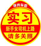 新手女司机实习标识牌