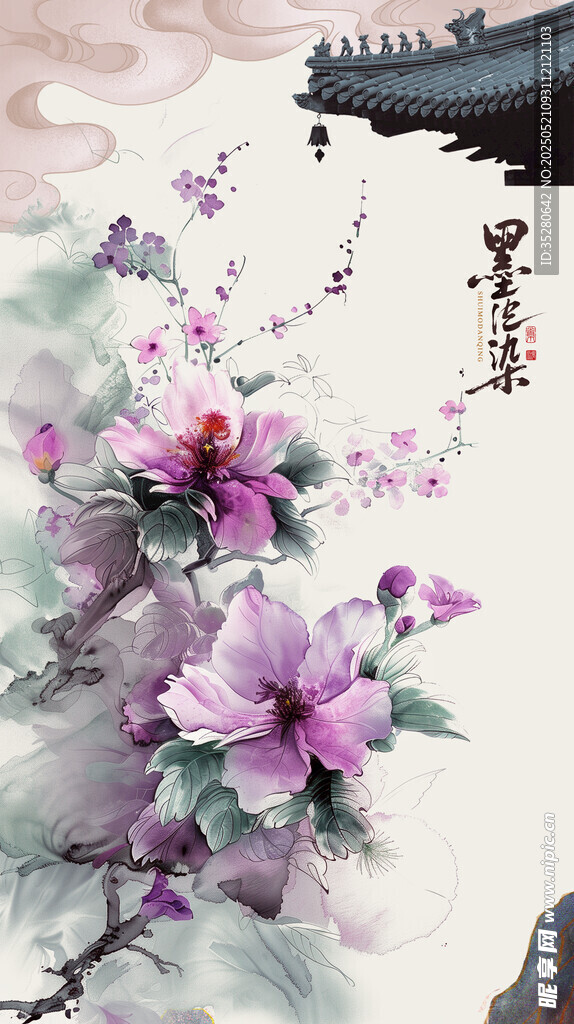 古典花卉展板