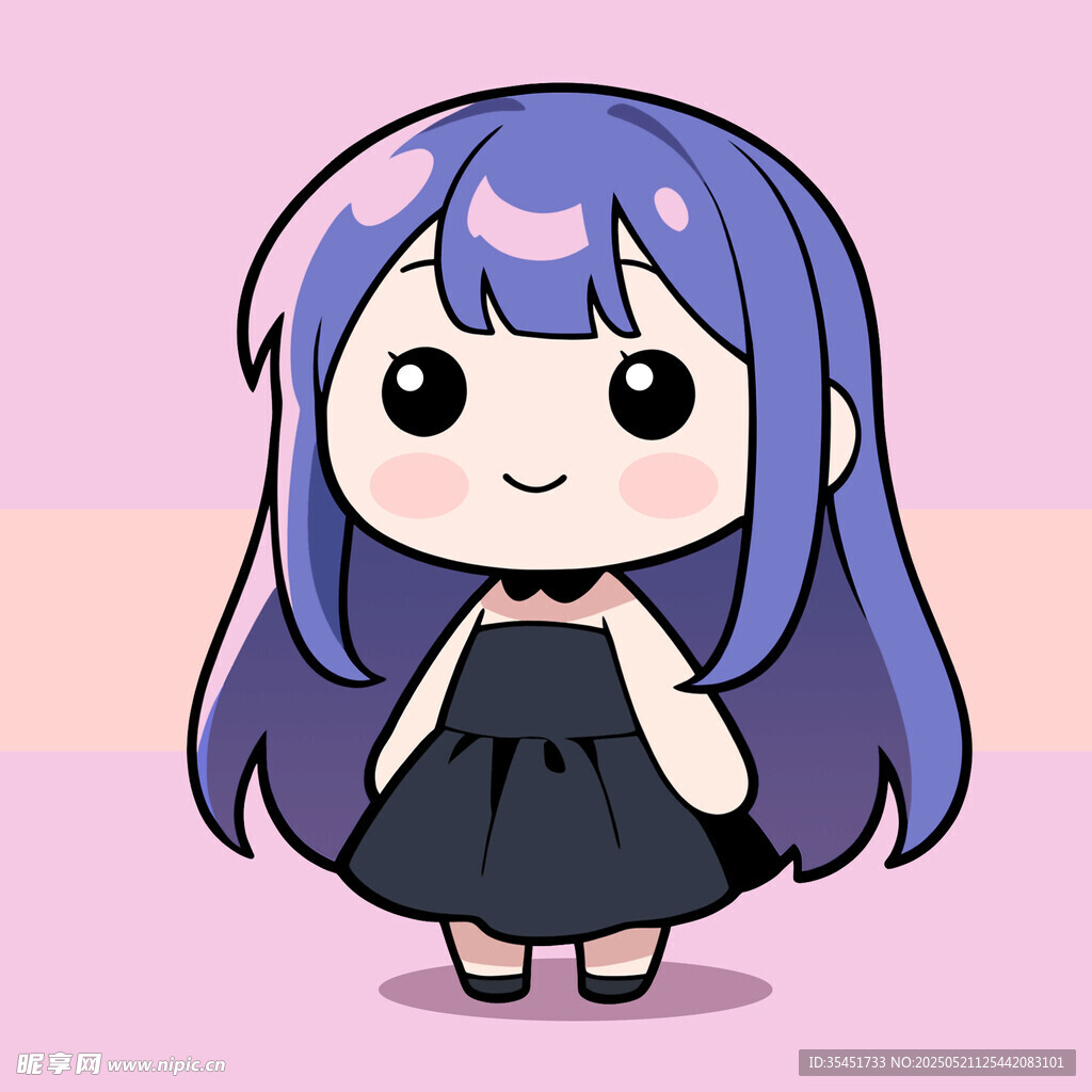紫色长发可爱卡通女孩