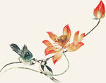 花鸟莲花印花