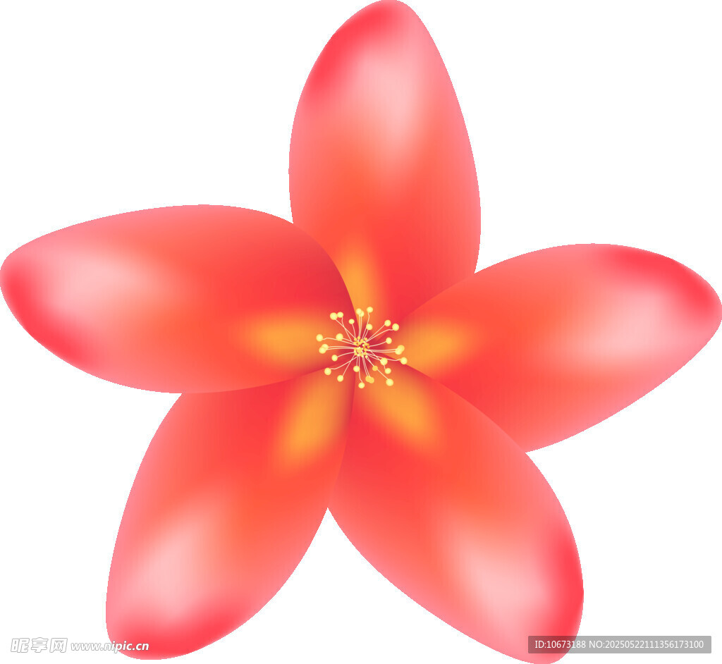 红色五瓣花插画图案