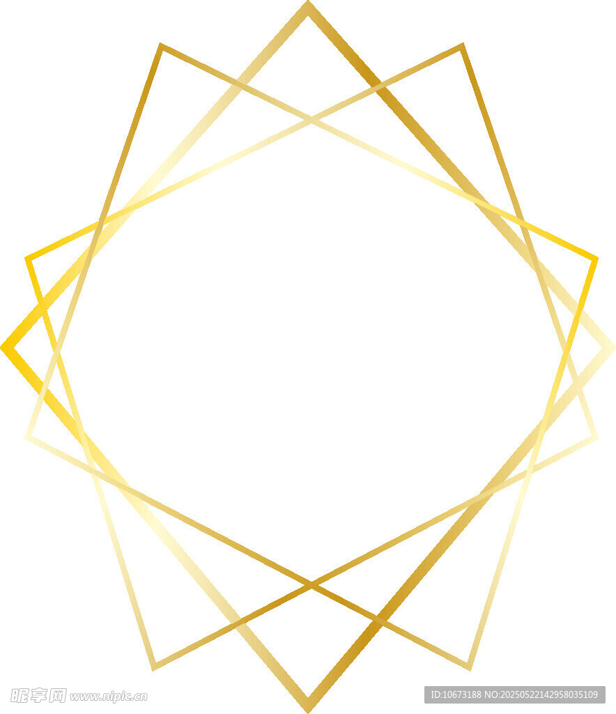 金色几何线条多边形边框