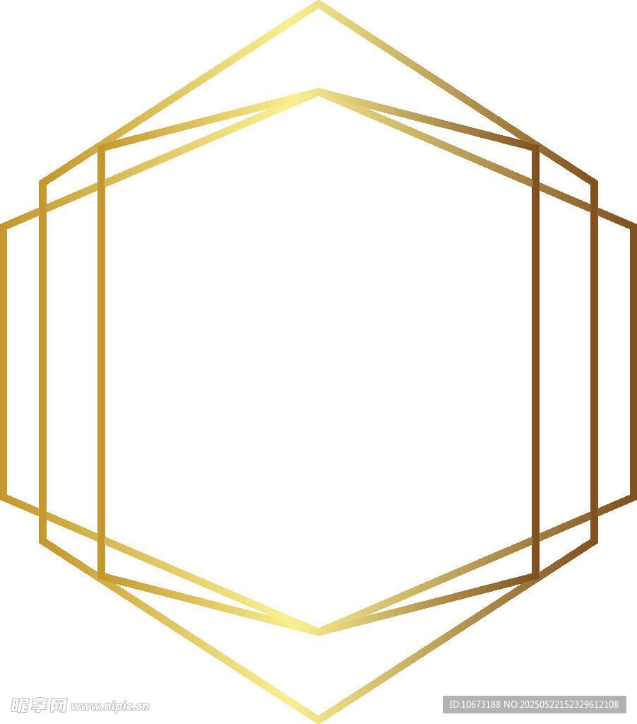 金色几何线条六边形边框