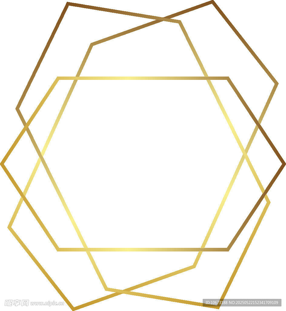 金色几何线条六边形图案