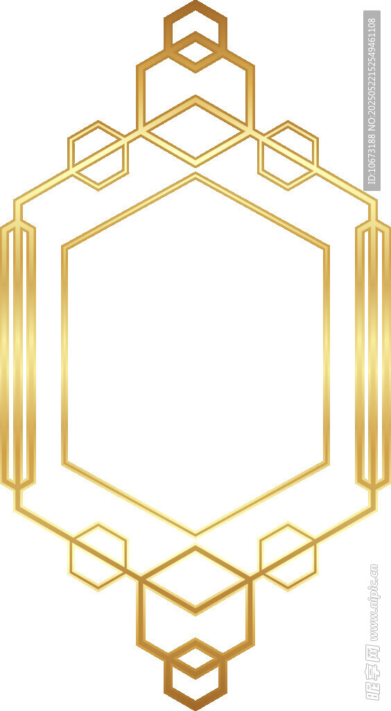 金色几何线条六边形图案