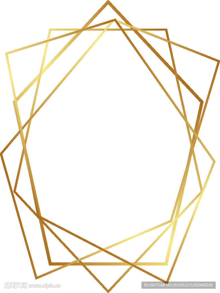 金色几何线条多边形边框