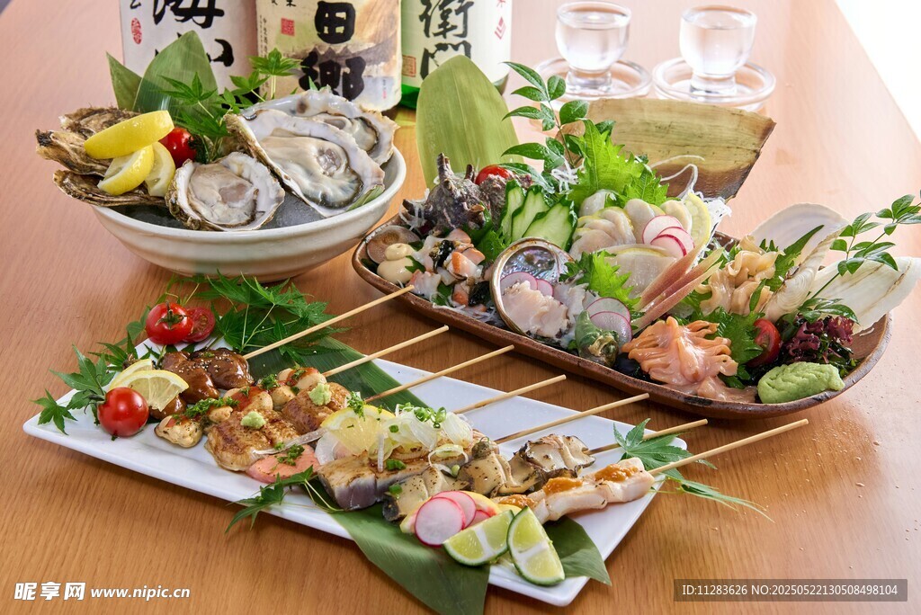 多样日式刺身与串烧美食