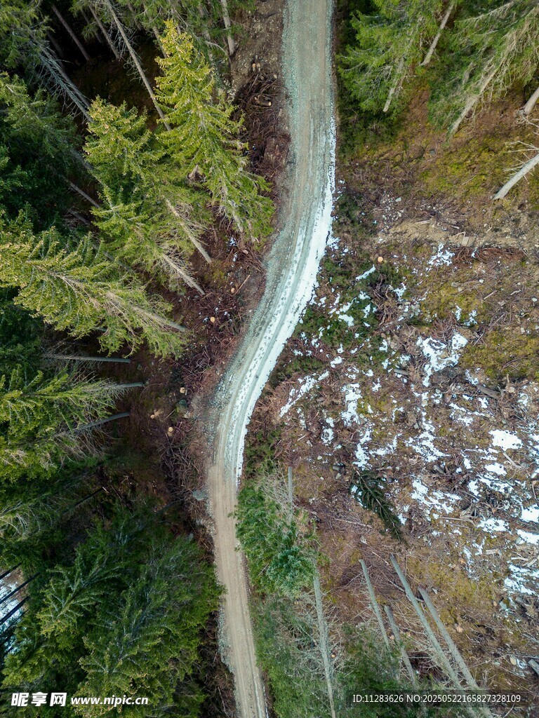 俯瞰山林间蜿蜒公路
