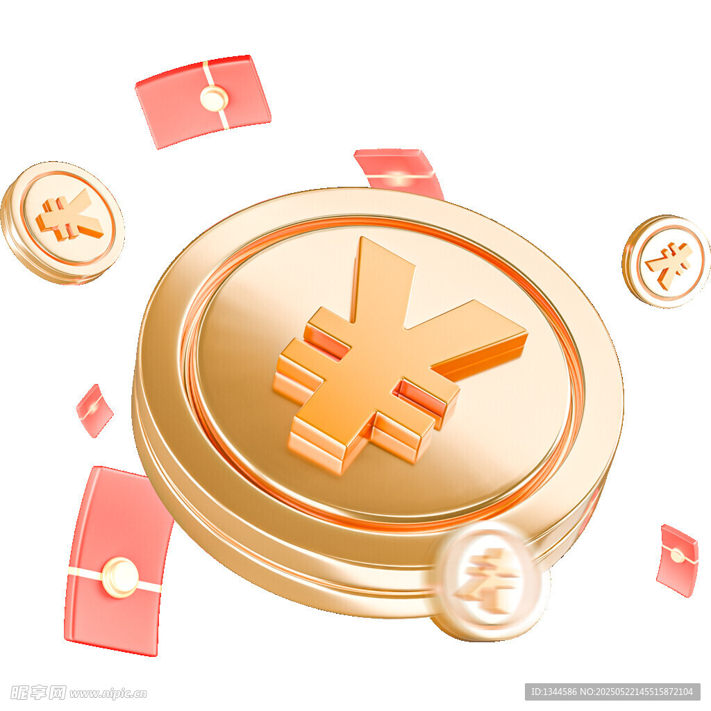 金币人民币红包财富元素