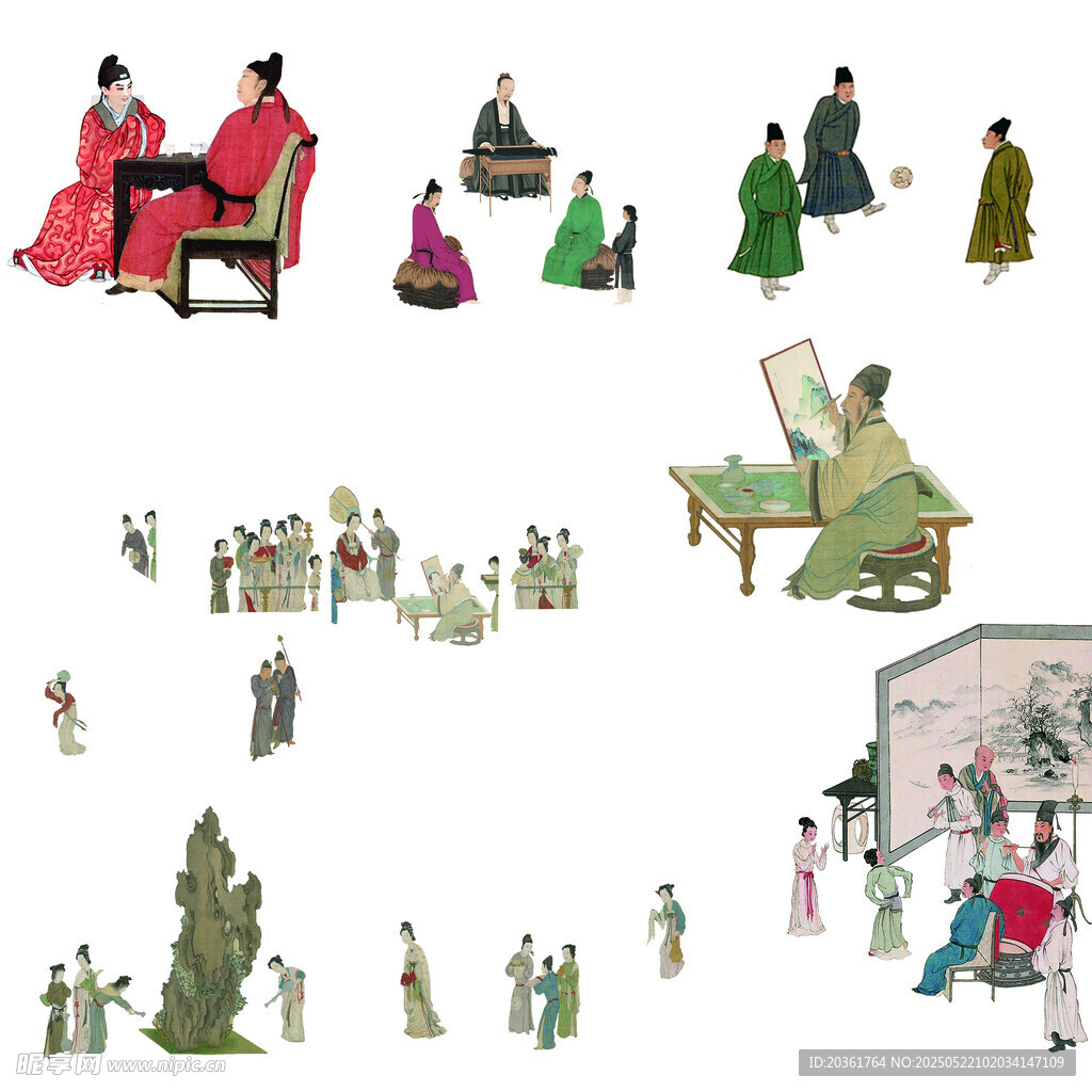 古代人物场景插画素材