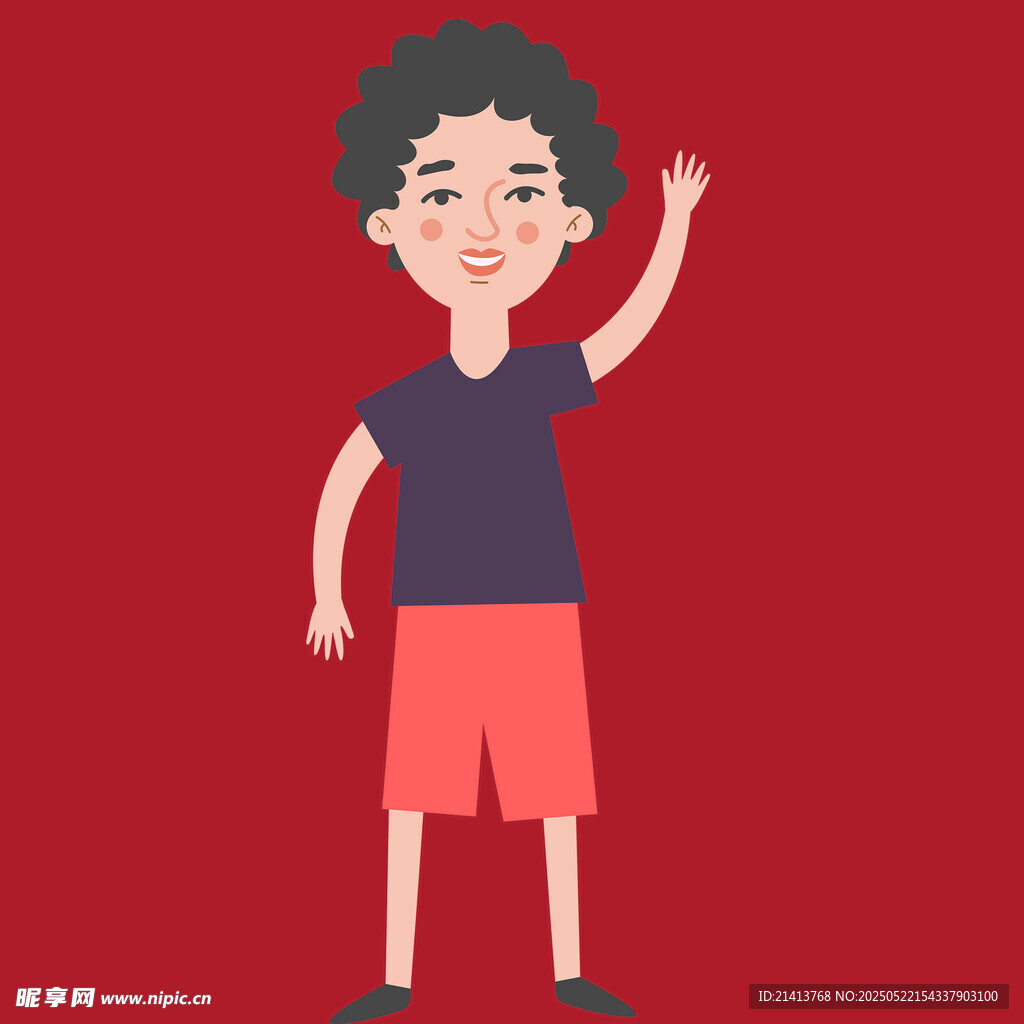 挥手的男孩