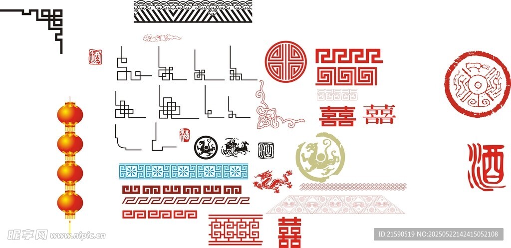 花纹 边框 角纹 边纹 灯笼 