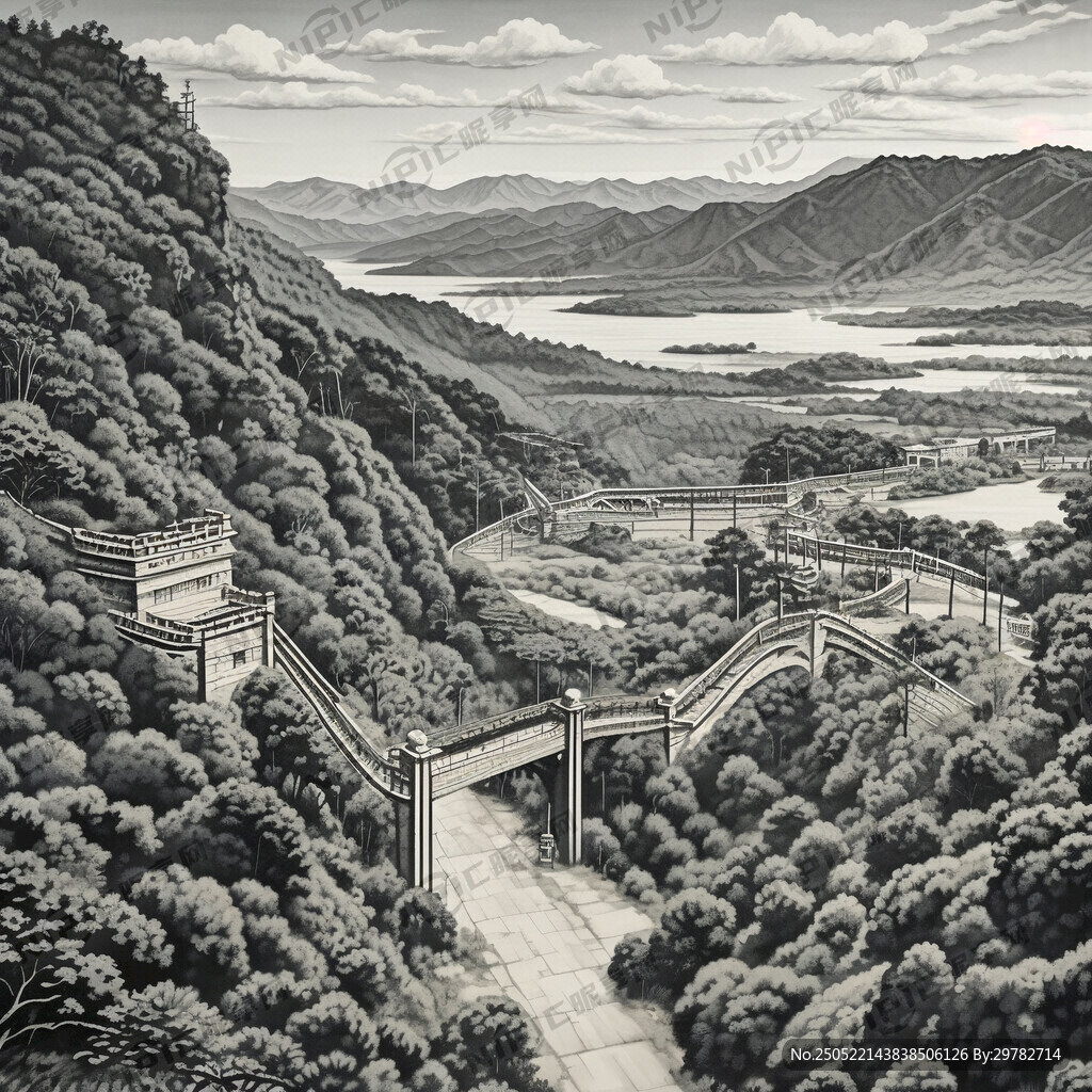 六盘山生态屏障线条画