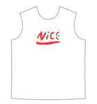 白色背心印NICE字样