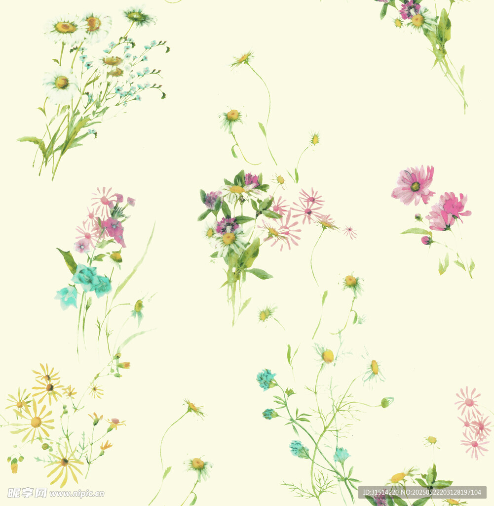 清新手绘花卉图案背景