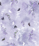 紫花飞鸟梦幻图案背景
