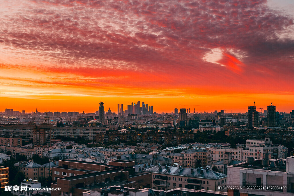 城市日落美景