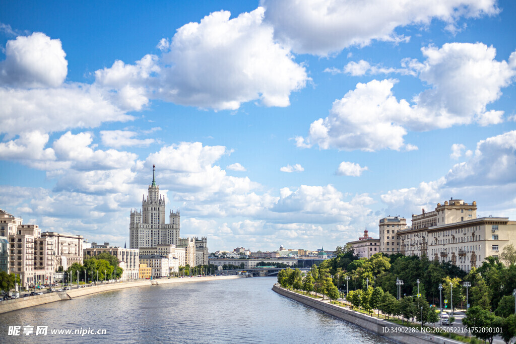 莫斯科河畔城市风光美景