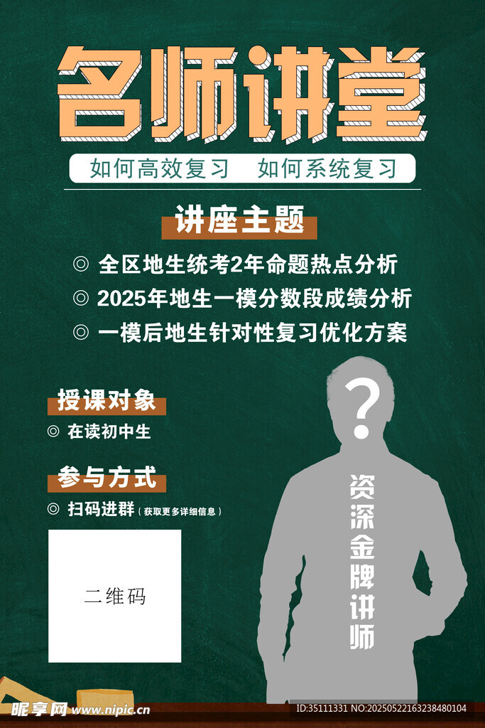 复古名师讲堂讲师宣传海报