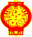 喜庆红色双喜灯笼图案