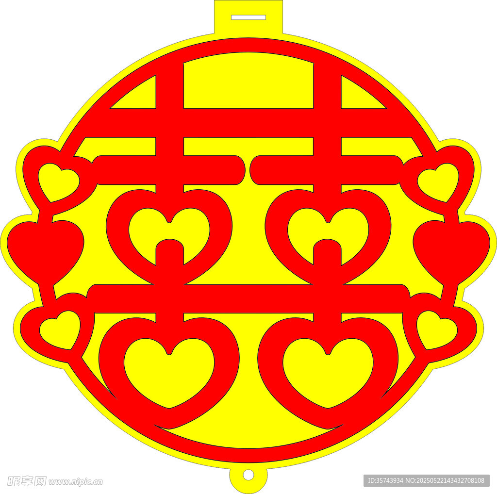 喜庆红色双喜灯笼图案