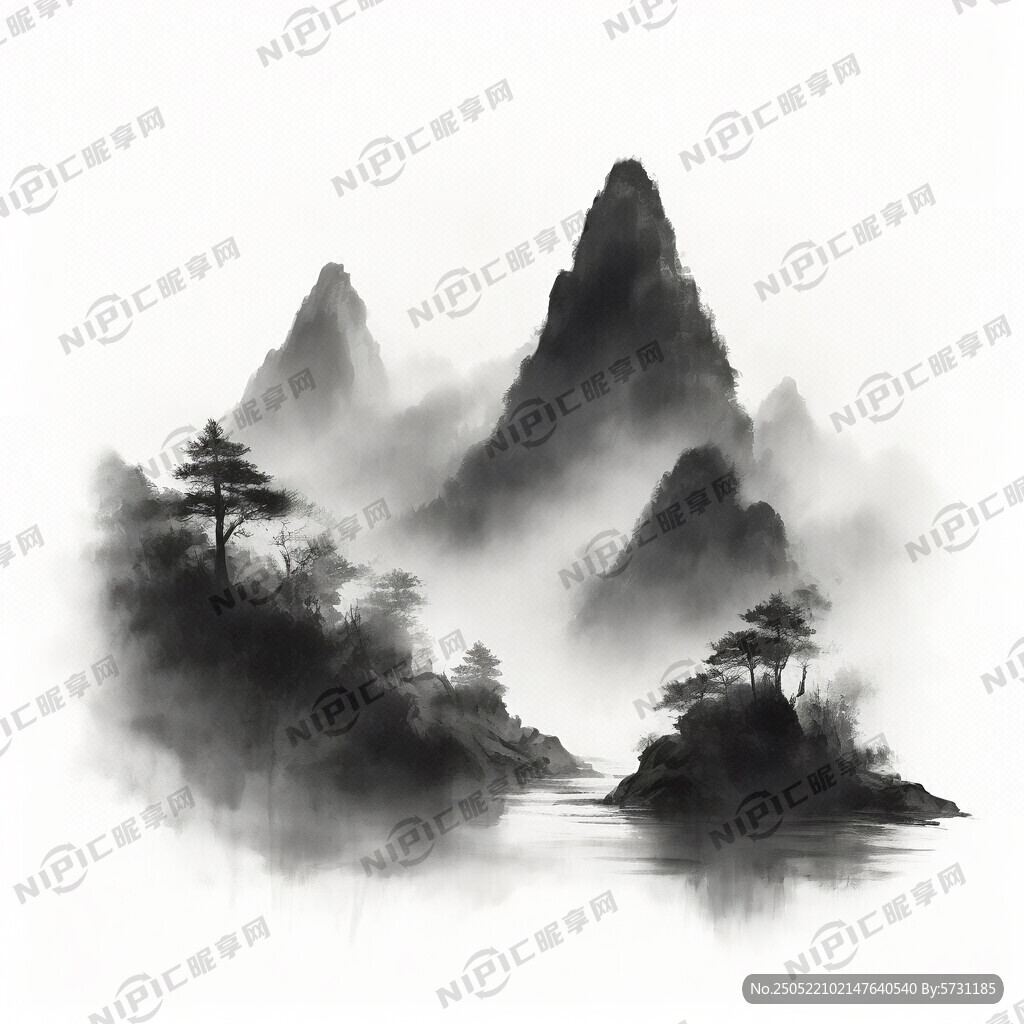山谷 中国风 中国画 山水