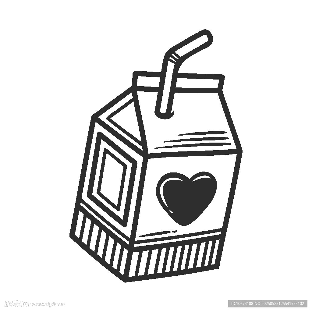 爱心图案盒装饮料插画