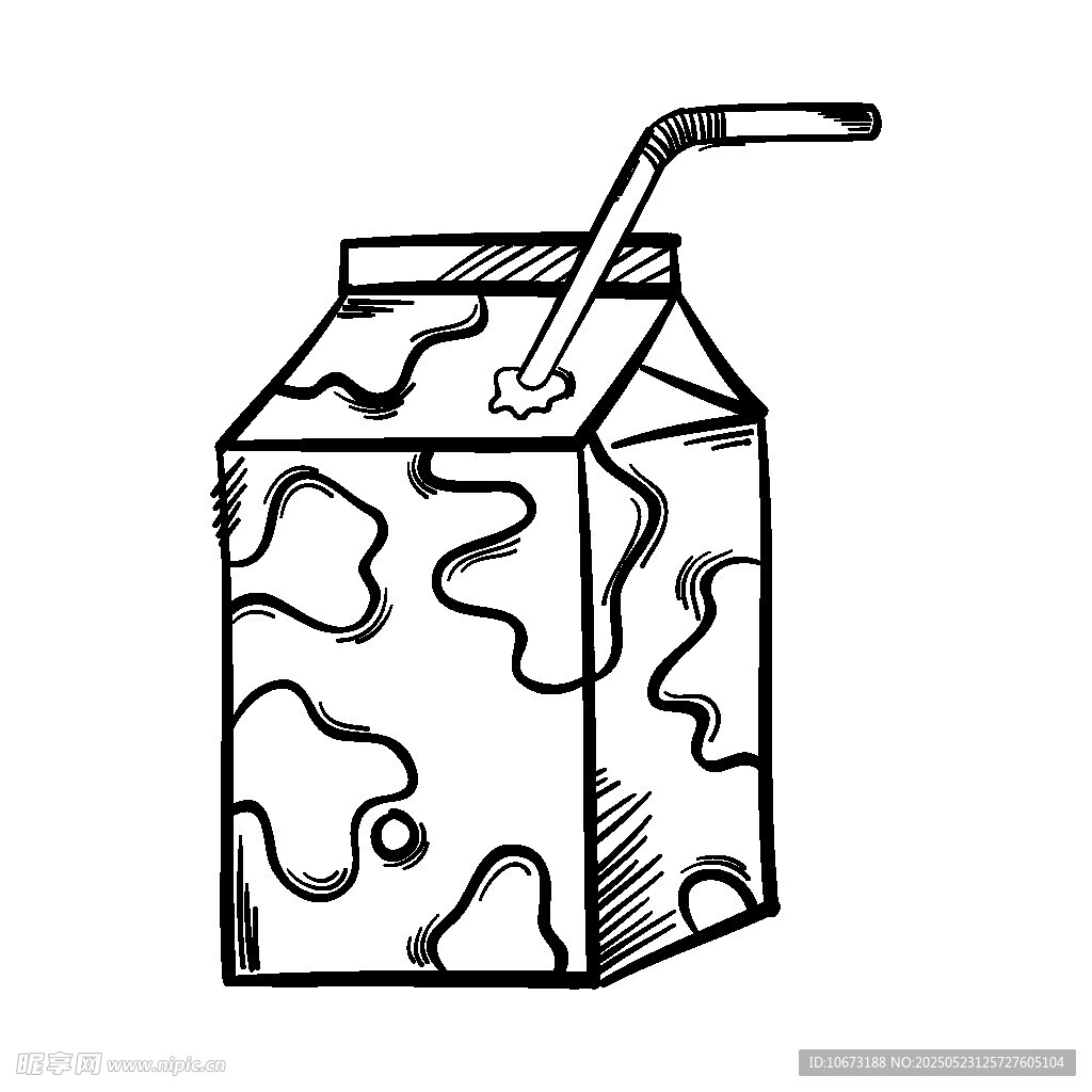 手绘牛奶盒插画