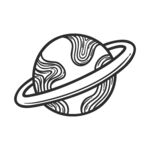 手绘线条风格的行星图案