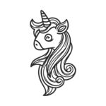 独角兽头像线条插画