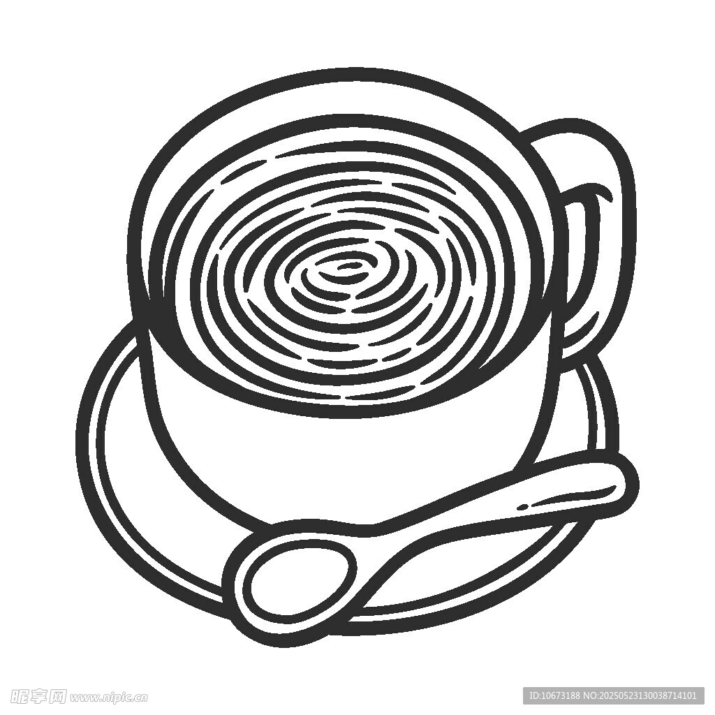 简约线条咖啡杯插画