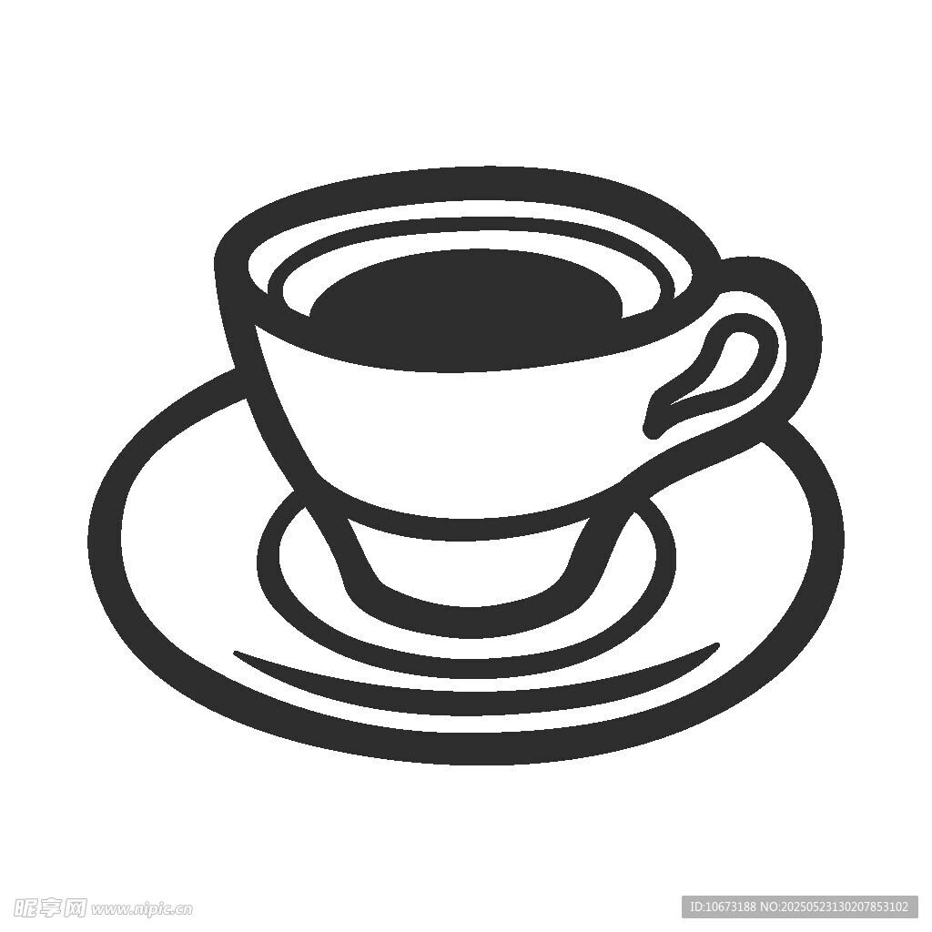 简约线条咖啡杯插画