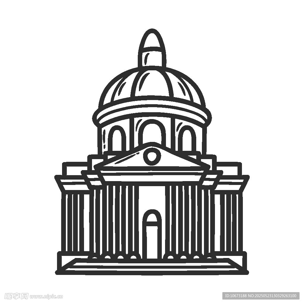 古典圆顶建筑轮廓图