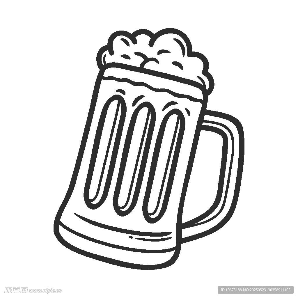 手绘啤酒杯插画