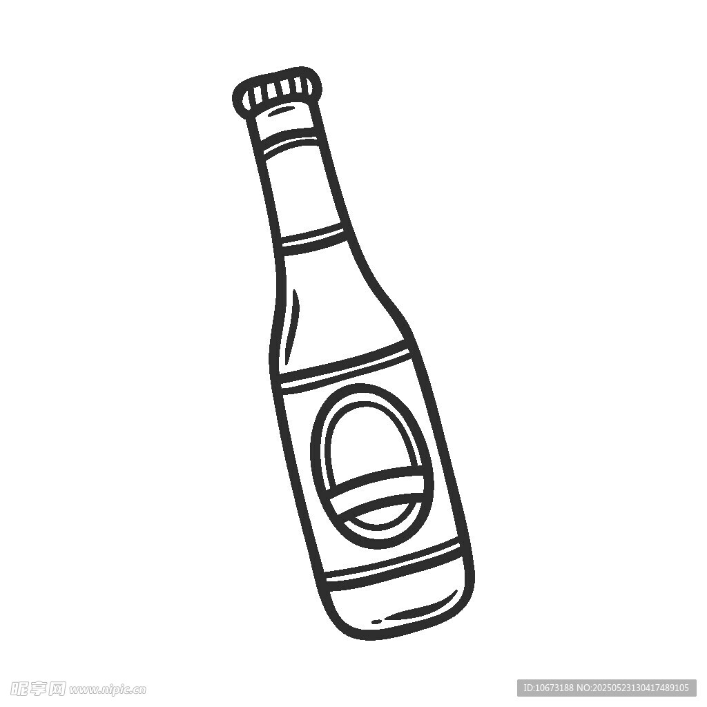 手绘线条风格啤酒瓶图标