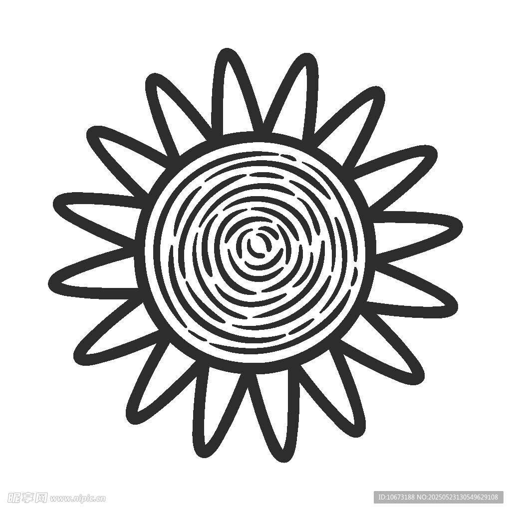 简约线条绘制的太阳图案
