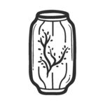 手绘简约花纹玻璃罐