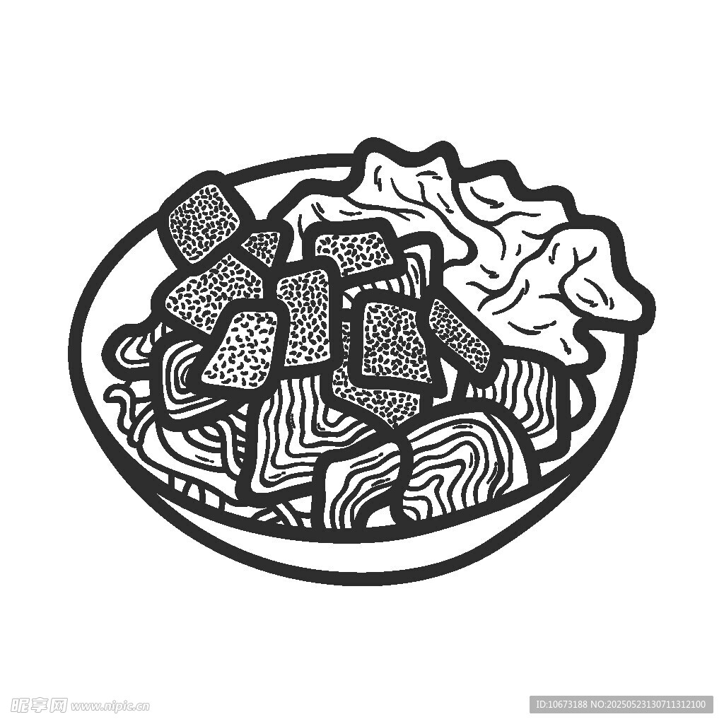 手绘盘中美食拼盘