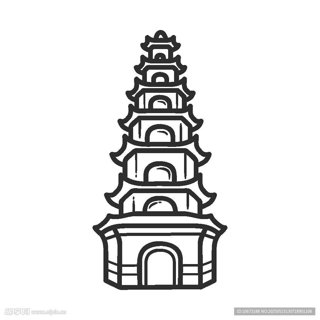 中式宝塔线条图
