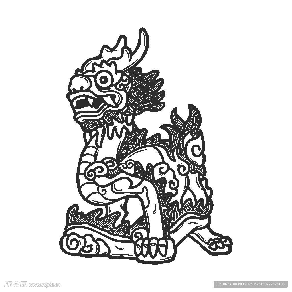 传统神兽麒麟图案设计