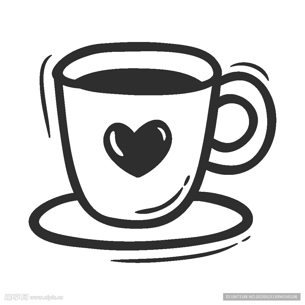 爱心图案咖啡杯插画