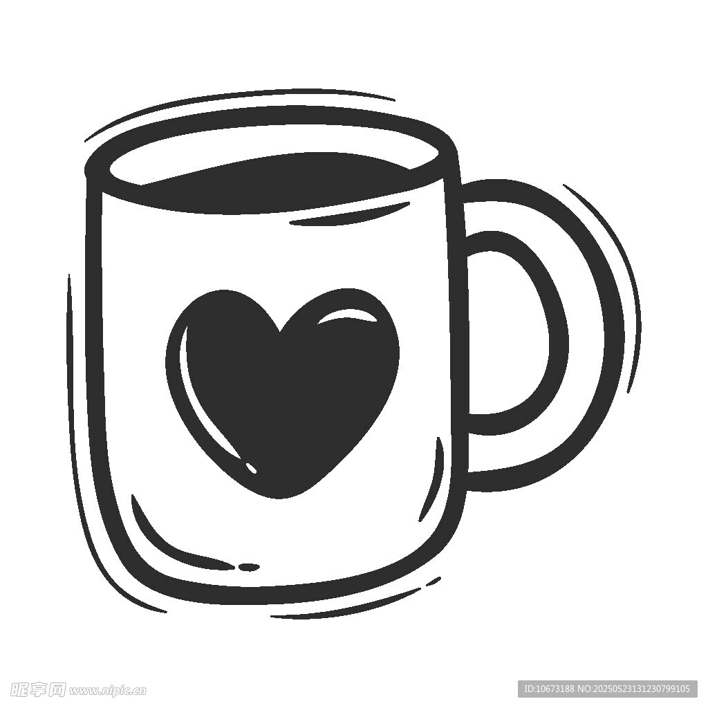 爱心图案咖啡杯插画