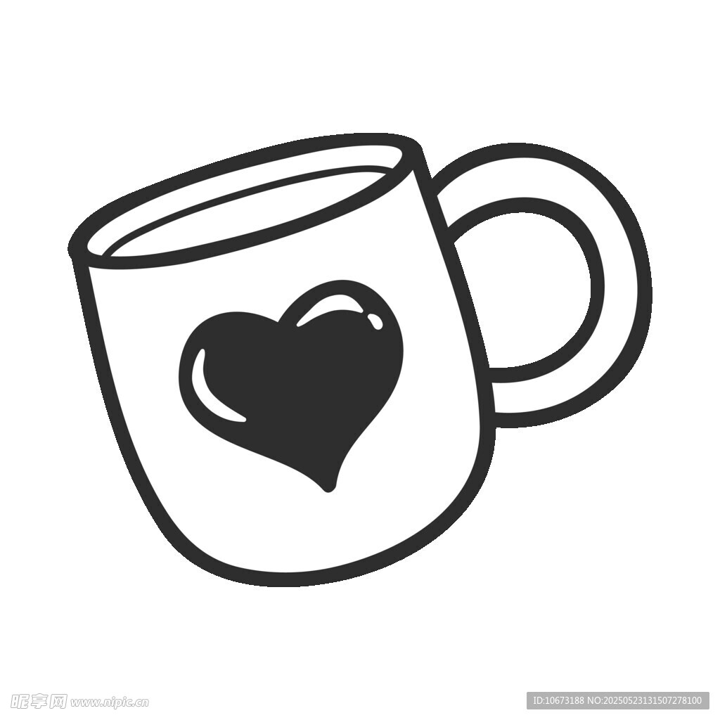 爱心图案的简约咖啡杯