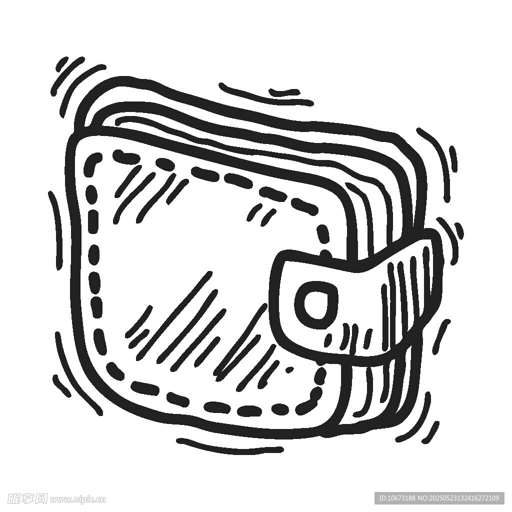 手绘简约风钱包图案