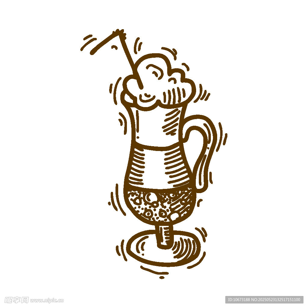 手绘啤酒杯插画