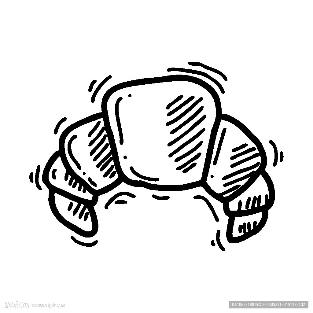 手绘牛角面包插画