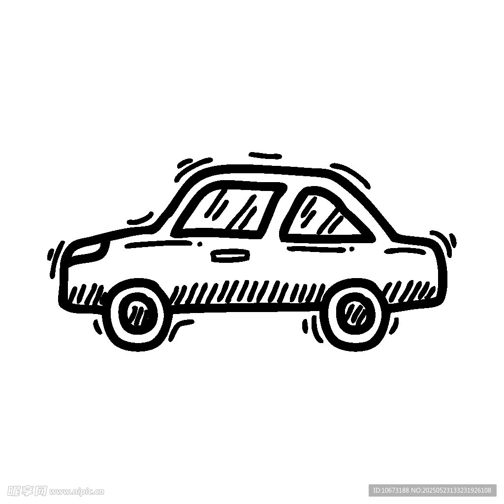 手绘简约风格小汽车