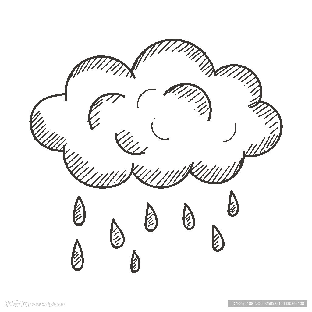 手绘下雨云朵图案
